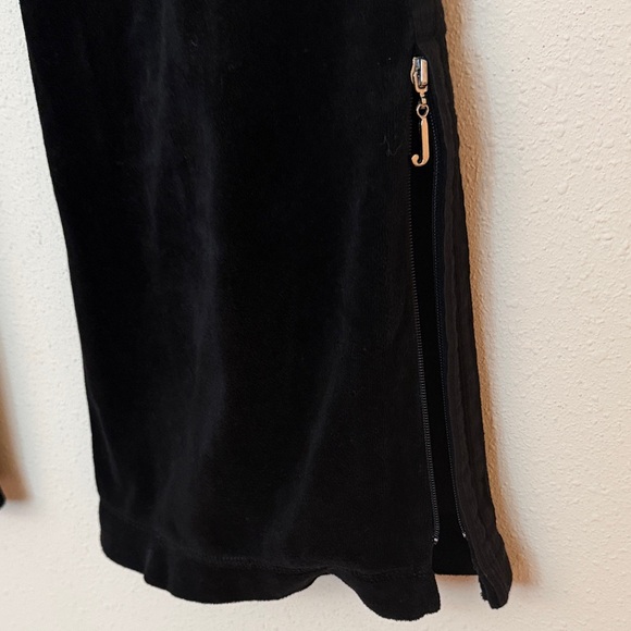 Juicy Couture Vintage Black Velour Flared Pants w/ Jzippers & Striped Trim SizeS - Picture 3 of 8